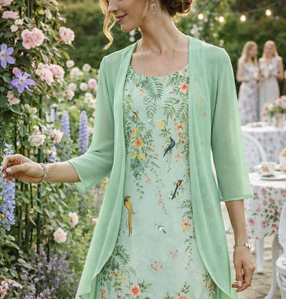 Olivia – Women's Two-Piece Set Made of Chiffon with Cardigan