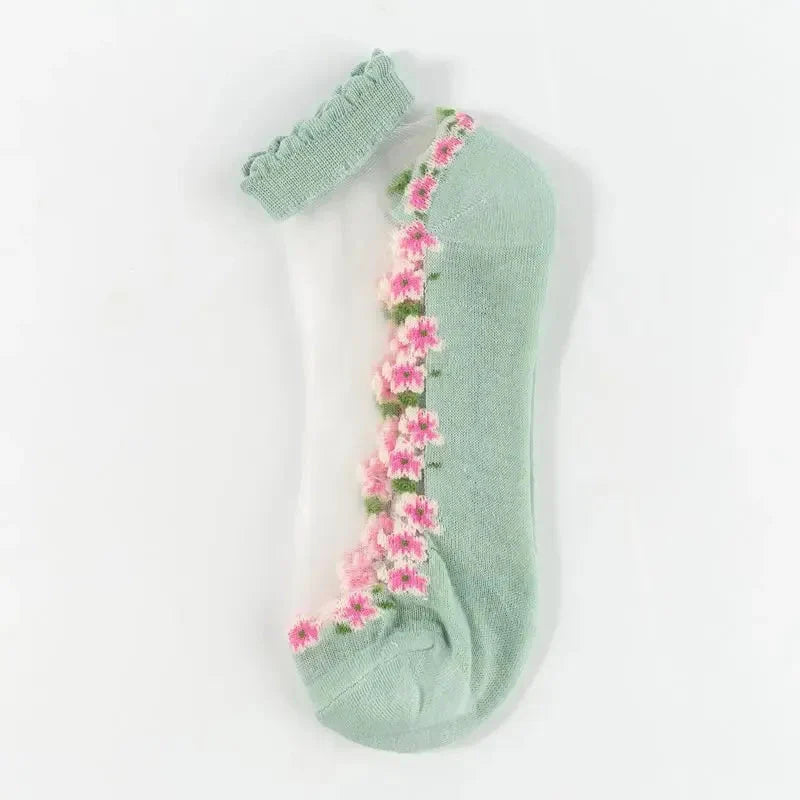 Sophia — Women's Socks with Floral Lace and Padded Comfort