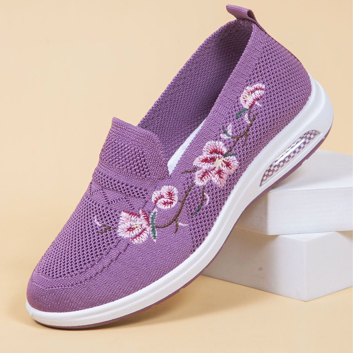 Leni — Women's Breathable Sneakers with Floral Embroidery