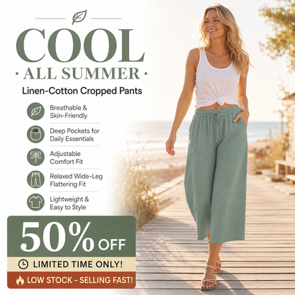Ava – Lightweight pants made from a linen-cotton blend with adjustable waistband