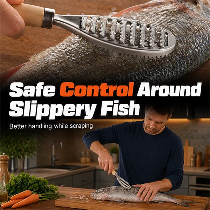 Wooden Fish Scaler — Fast, Easy, No-Slip Control