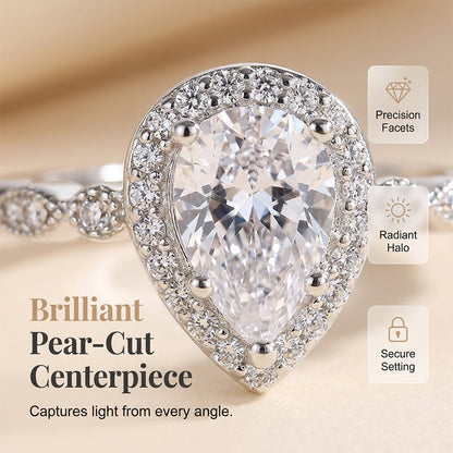 Claire – Vintage Pear-Shaped Zircon Two-Piece Ring Set