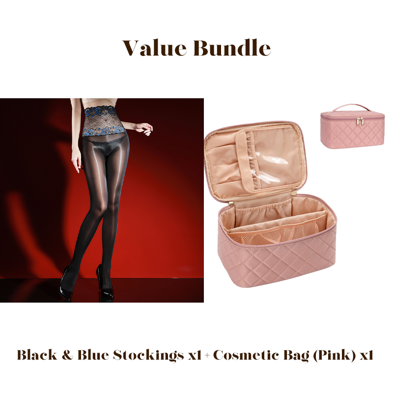 Rose – High-waisted mesh stockings with 3D rose embroidery