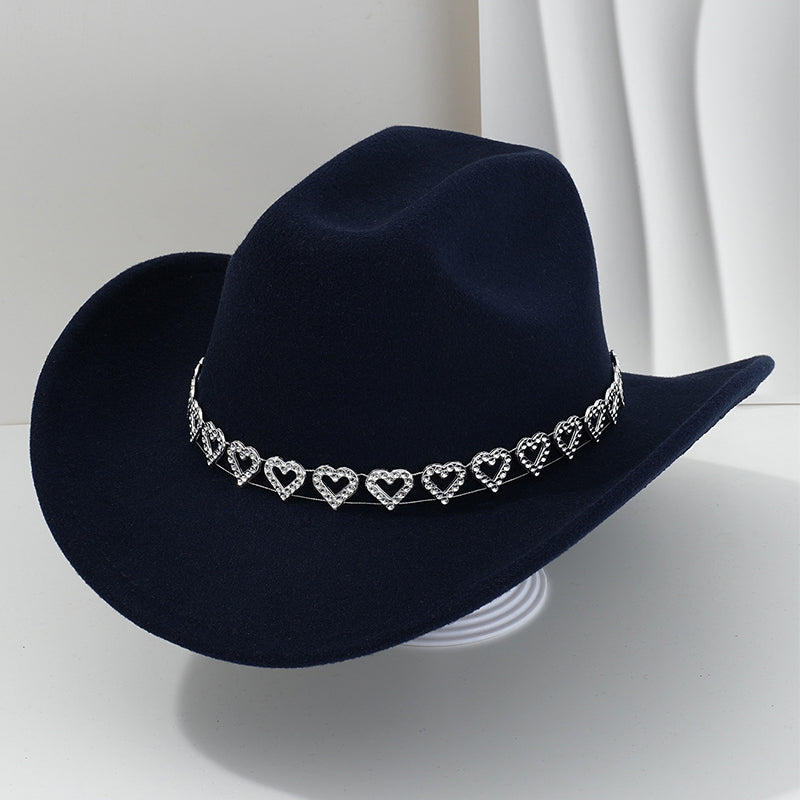 Amelia — Elegant Fedora Hat with Rhinestone Heart