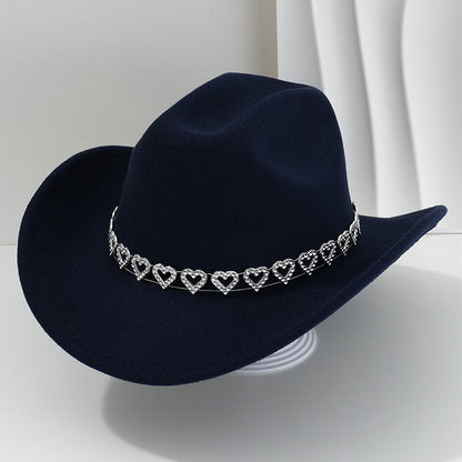 Amelia — Elegant Fedora Hat with Rhinestone Heart