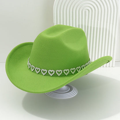 Amelia — Elegant Fedora Hat with Rhinestone Heart