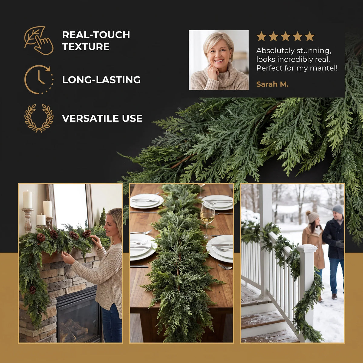 HomeGlow Cedar & Pine Garland — Effortless Cozy Holiday Magic