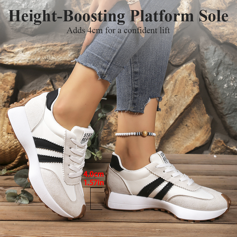 Ava – Women's Vintage-Inspired Chunky Sneakers with 4 cm Height