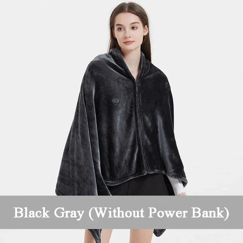 LumaComfort Heated Flannel Shawl — Cozy Warmth Anywhere
