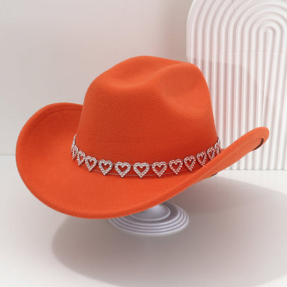 Amelia — Elegant Fedora Hat with Rhinestone Heart