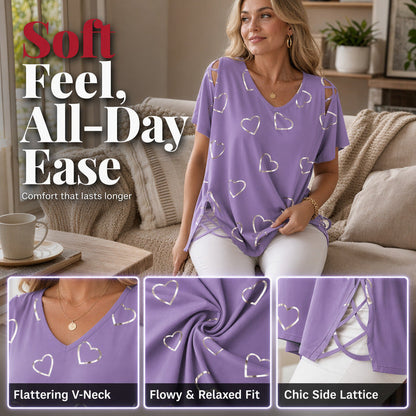 Sophia — Women's Soft Lace-Up Side T-Shirt