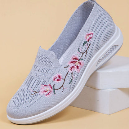 Leni — Women's Breathable Sneakers with Floral Embroidery