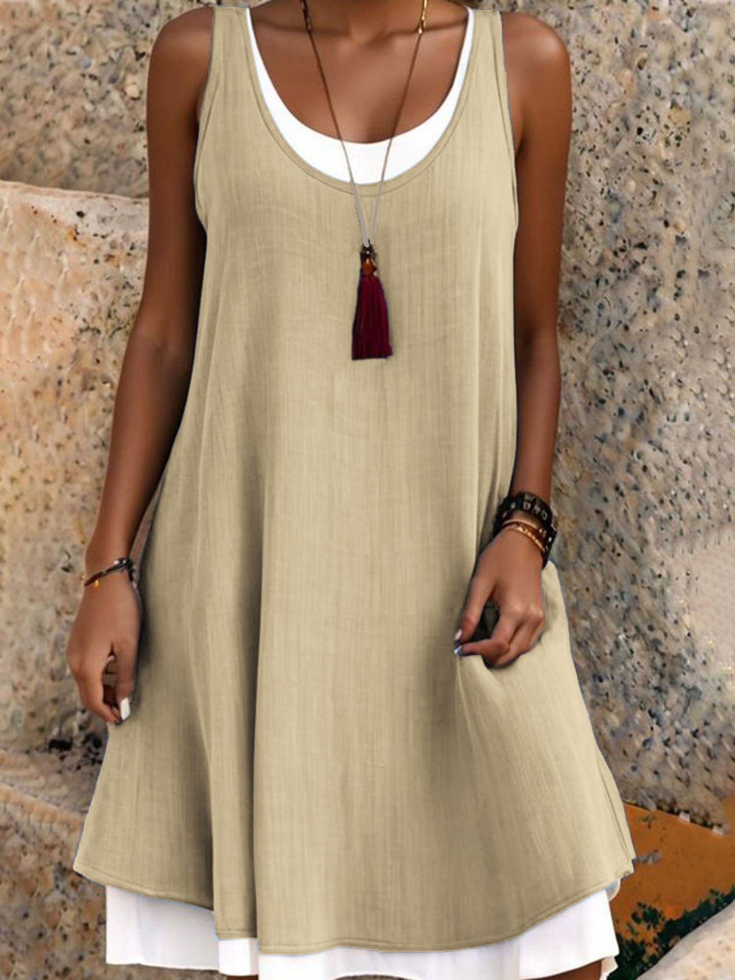 Huis — Women's Breathable Two-Piece Illusion Dress