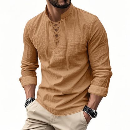 Levi – Women's Shirt in Cotton Blend with Lace-up Collar