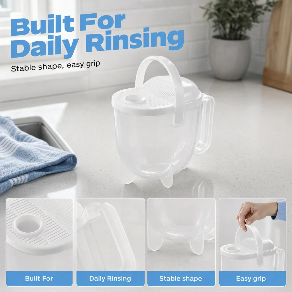 GrainGuard Rice Washer — Spill-Free Rice Rinsing