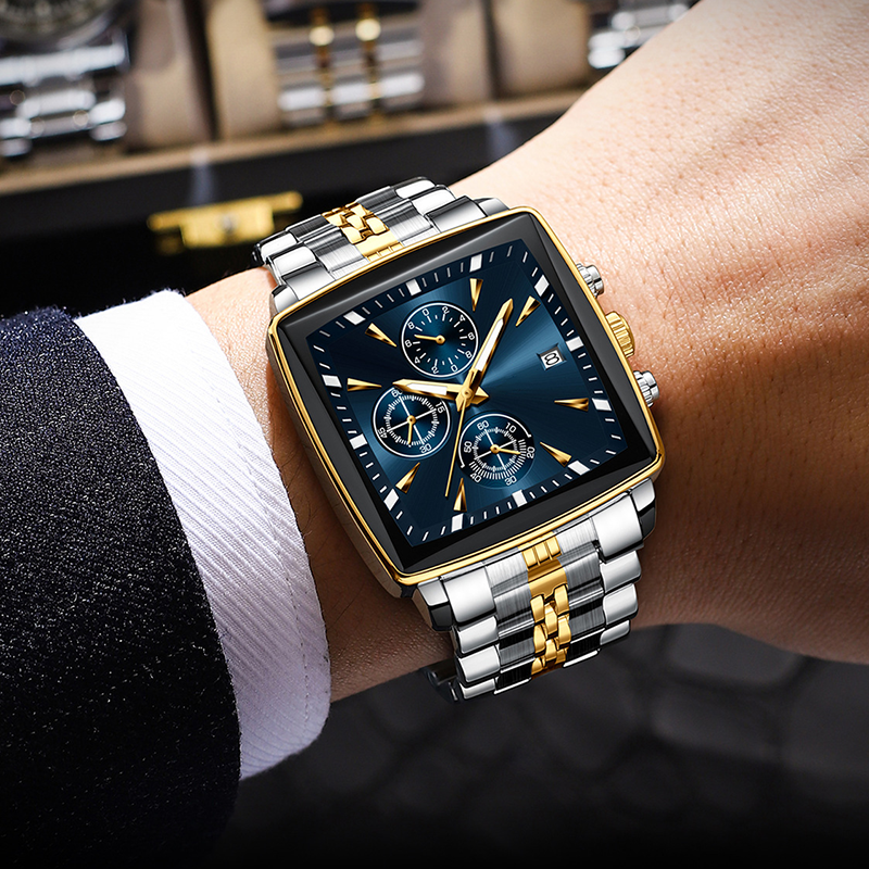 VeroLuxe Square Chronograph — Command Confidence Instantly