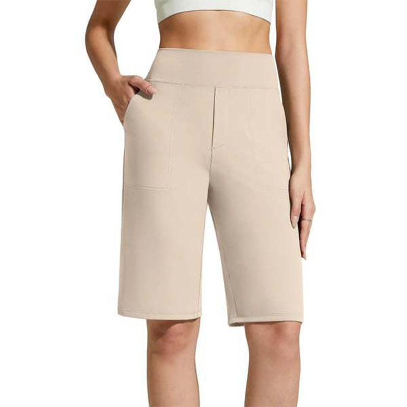 Nina — Women's High Waist Stretch Shorts with Deep Pockets