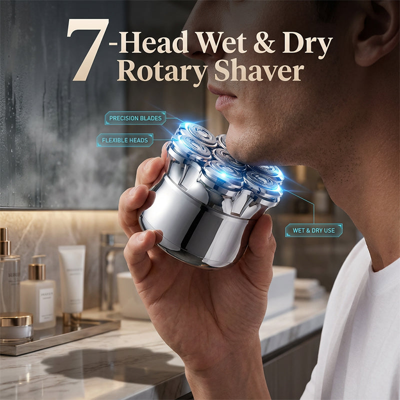 AquaGlide Pro 7-Head Rotary Shaver — Effortless Smooth Confidence