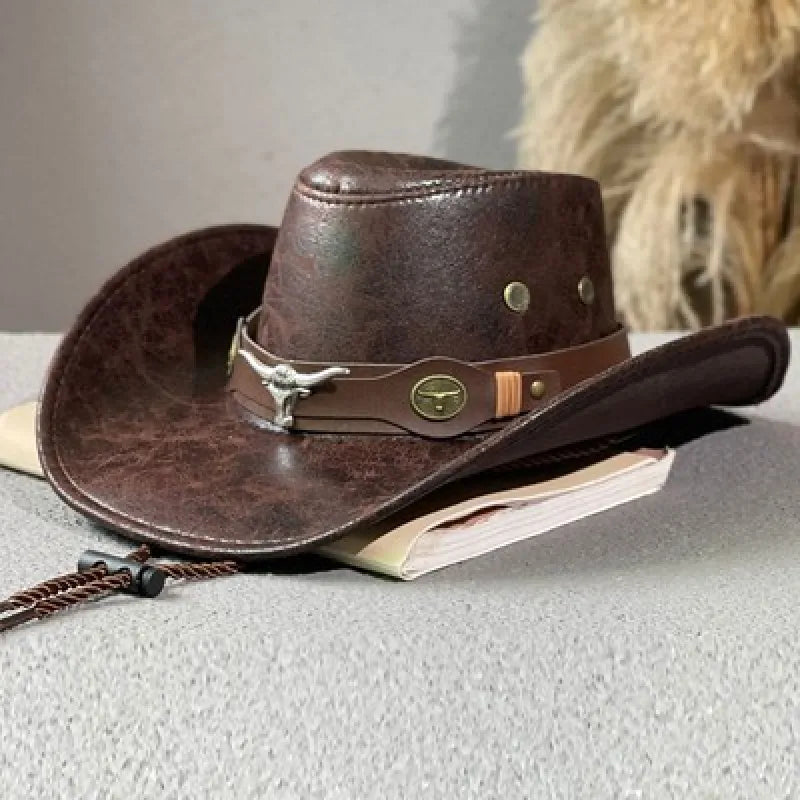 Laramie — Wide Brim Cowboy Hat with Adjustable Strap