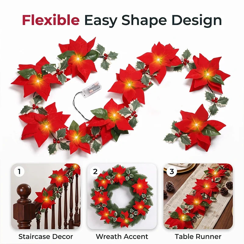 Poinsettia Light Garland — Spark Warm Holiday Magic