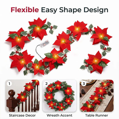 Poinsettia Light Garland — Spark Warm Holiday Magic