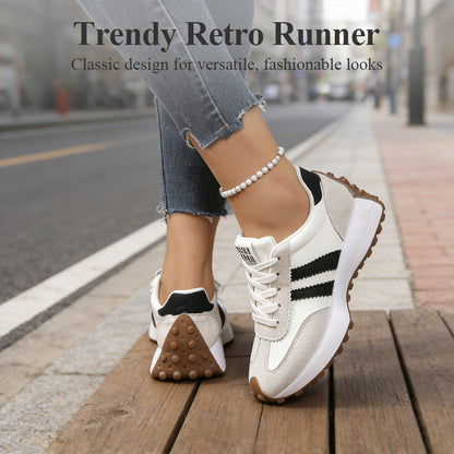 Ava – Women's Vintage-Inspired Chunky Sneakers with 4 cm Height