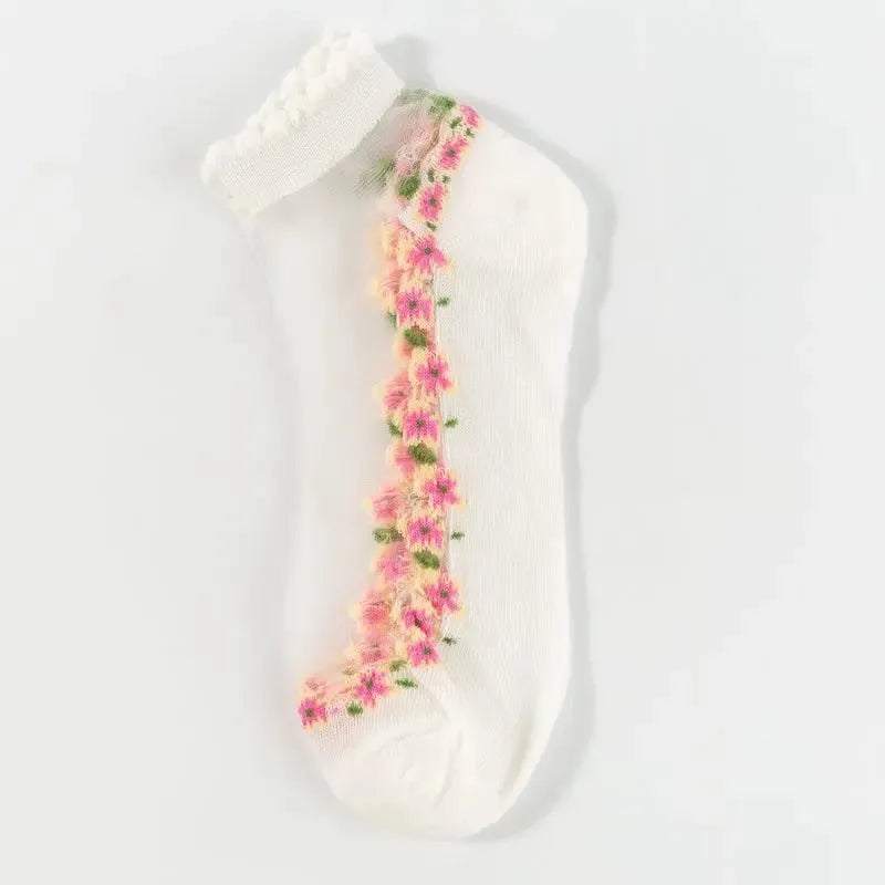 Lena — Floral Lace Stockings for Cool, Comfortable Feet