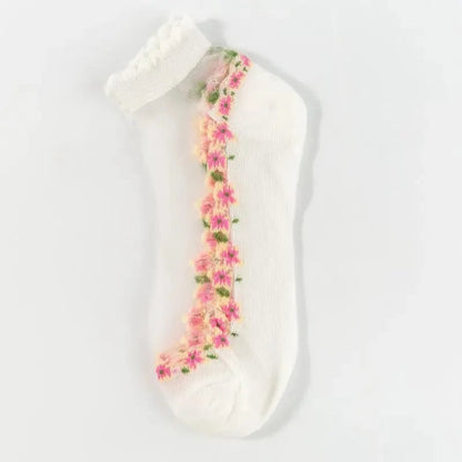 Lena — Floral Lace Stockings for Cool, Comfortable Feet