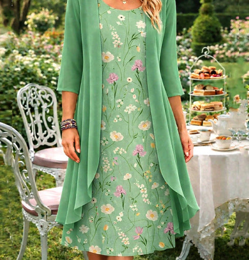 Olivia – Women's Two-Piece Set Made of Chiffon with Cardigan