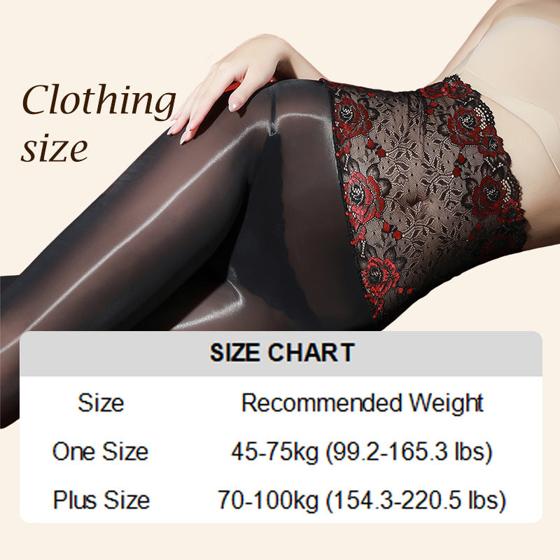 Rose – High-waisted mesh stockings with 3D rose embroidery