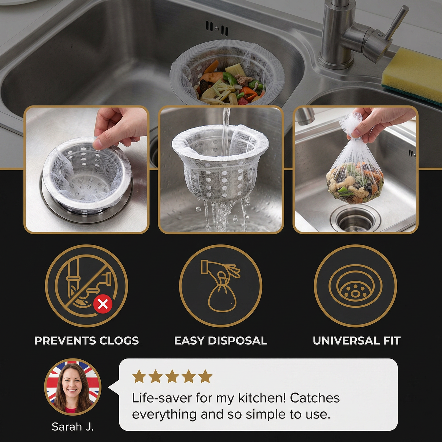 ClearFlow Nets – Effortless Life Without Clogs - 100 Pieces