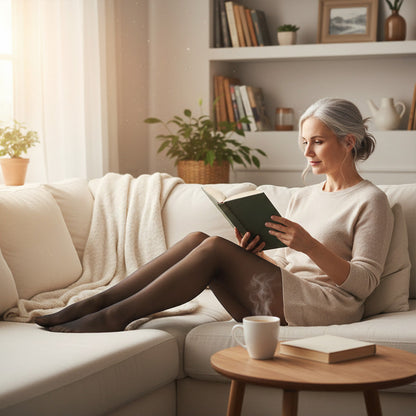 Rose – High-waisted mesh stockings with 3D rose embroidery