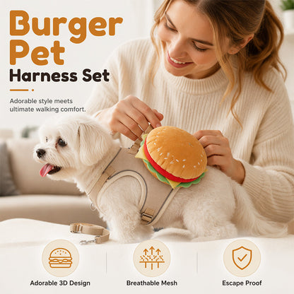 Hamburger + Harness + Leash — Comfort That Turns Heads