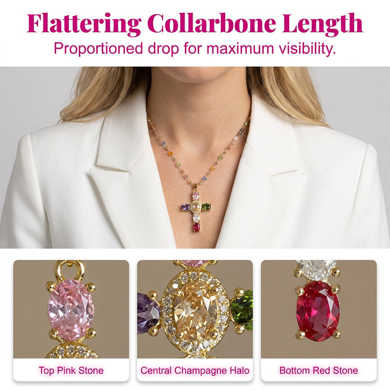 PrismAura Cross Necklace — Ignite Instant Glamour