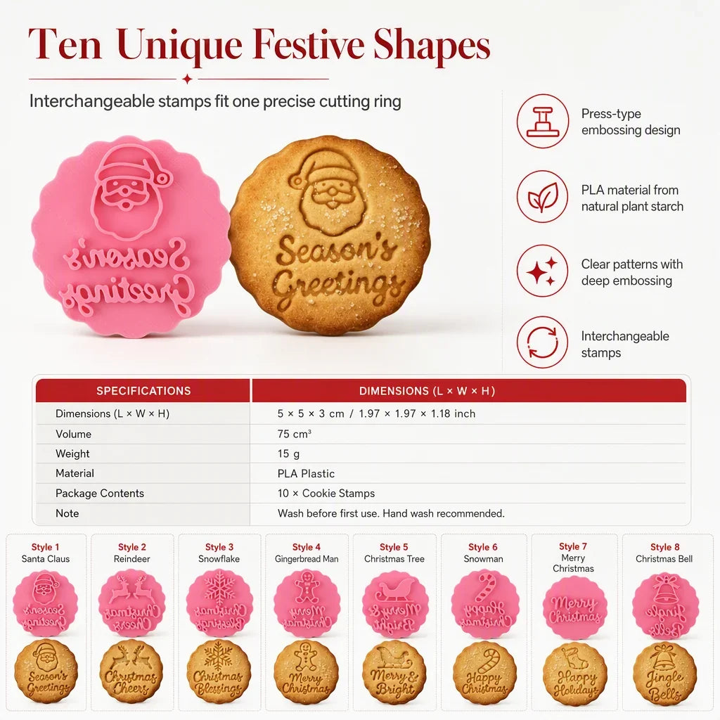 MerriMark Holiday Cookie Press Set — Perfectly Embossed Holiday Joy