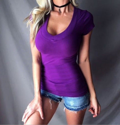 Sophia — Women's Summer Slim Top with Deep V-Neck