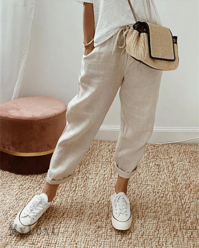 Jenny – Women's Pants made from Cotton-Linen Blend, Casual