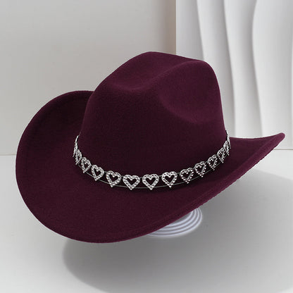 Amelia — Elegant Fedora Hat with Rhinestone Heart