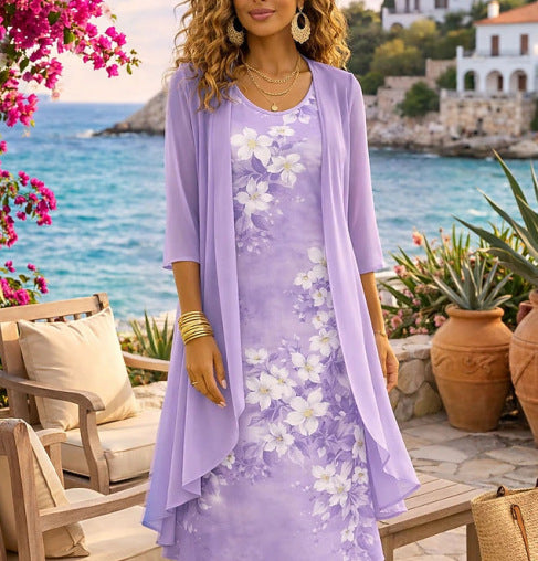 Olivia – Women's Two-Piece Set Made of Chiffon with Cardigan