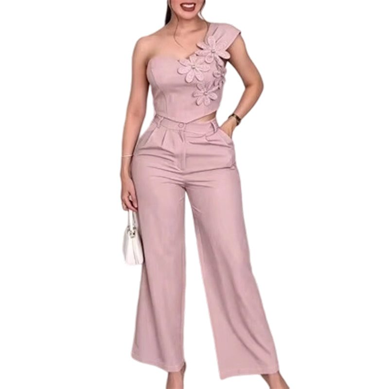 Fenna – Women's One-Shoulder Floral Two-Piece Set