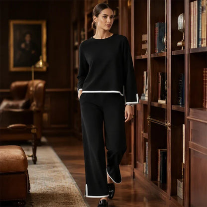 Elle — Women's Suit Set with Wide-Leg Pants for Elegance