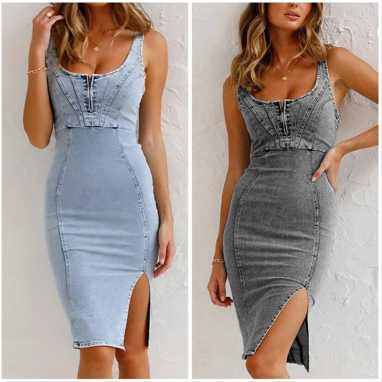 Angela – Denim Bodycon Dress | 50% OFF