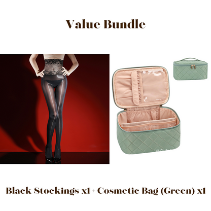 Rose – High-waisted mesh stockings with 3D rose embroidery