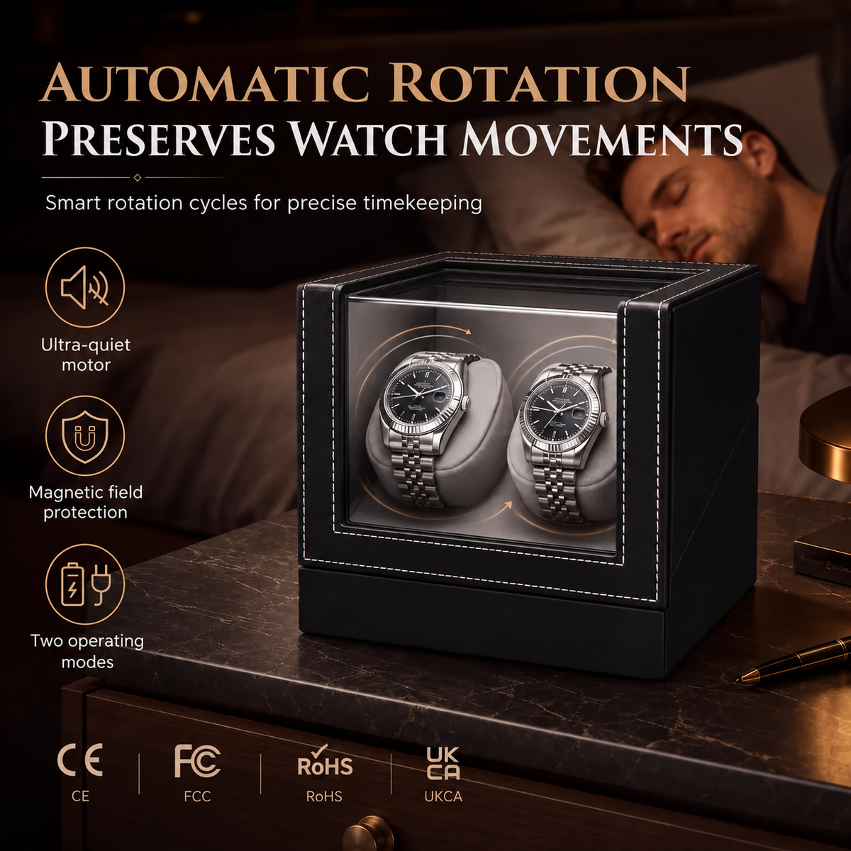 LuxLume — Cargador automático para relojes mecánicos | 50% de descuento