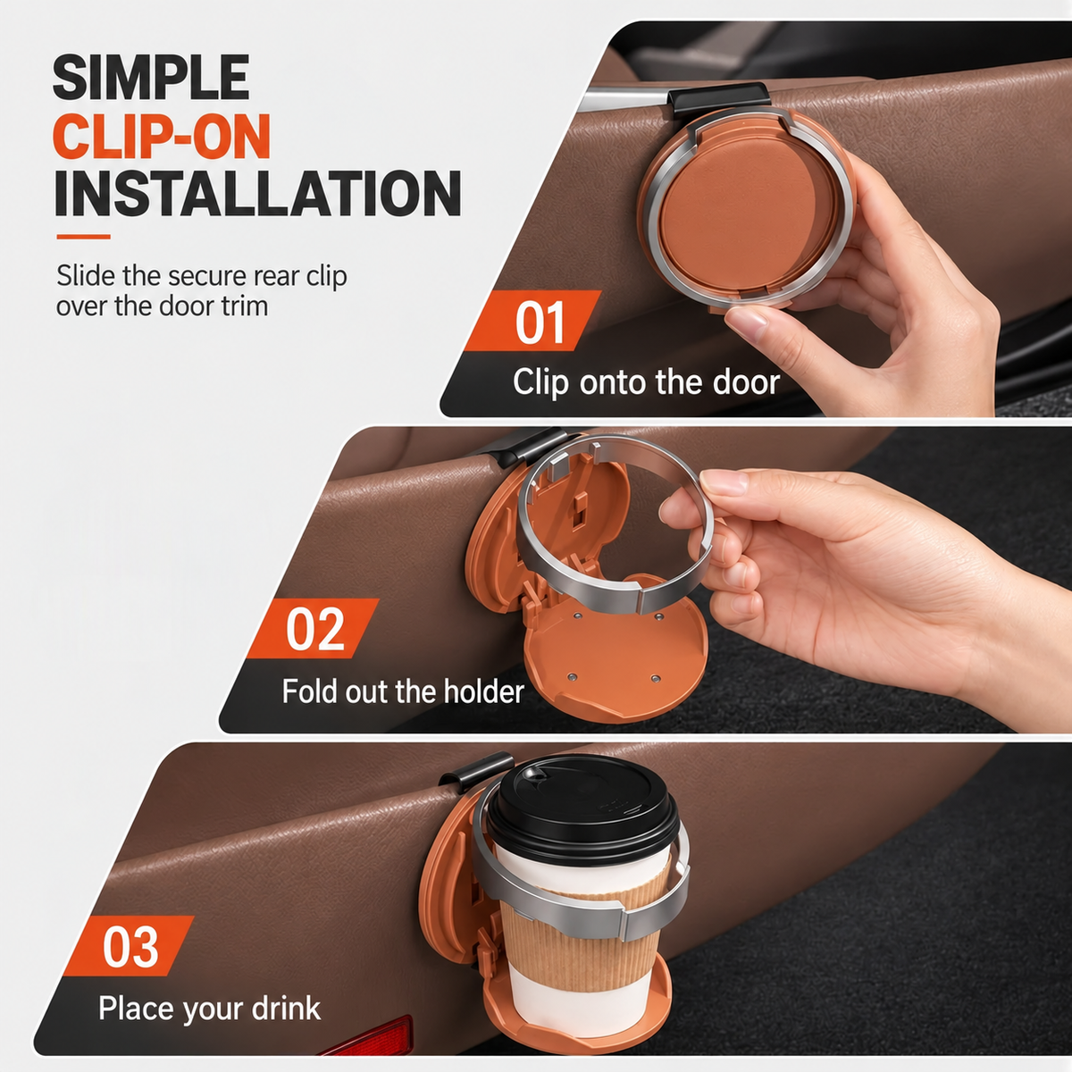 VeroHold — Foldable Car Door Cup Holder | 1+1 FREE