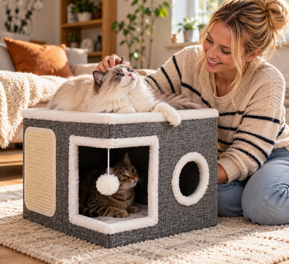 CozyNest — Refugio plegable de dos niveles para gatos | 50% DE DESCUENTO