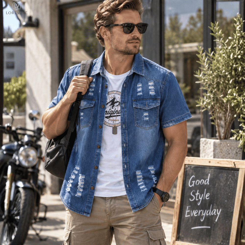 Eddie — Men's Cotton Denim Shirt | 50% OFF