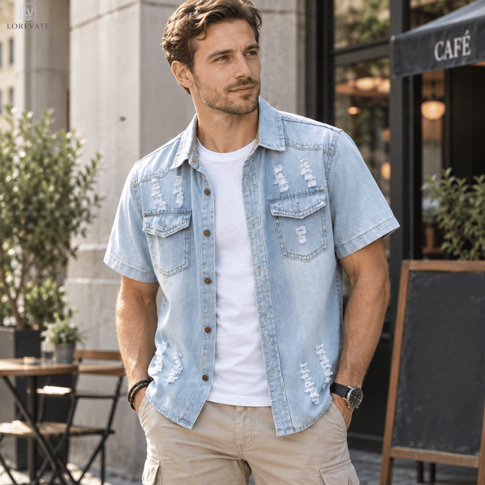 Eddie — Men's Cotton Denim Shirt | 50% OFF