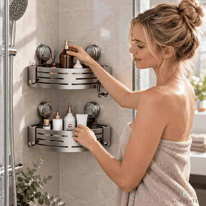 AquaNest — Étagère d’angle de douche sans perçage | -50 %