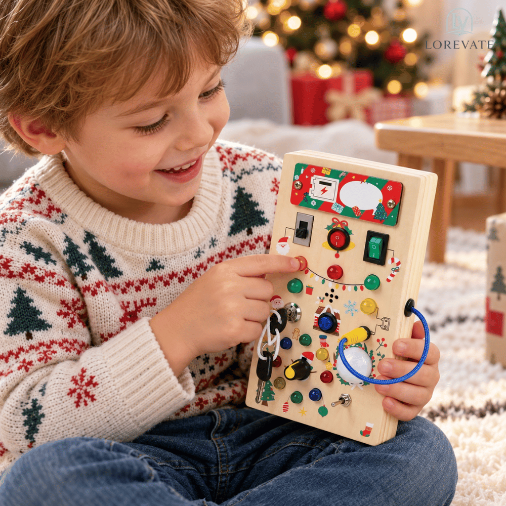 LuminaPlay — Aktivitätsbrett aus Holz mit Schaltern für Kinder | 50% RABATT